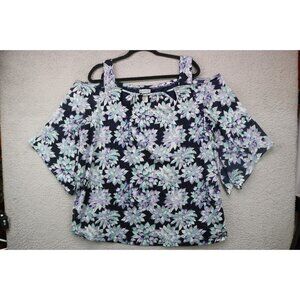 Catherine's 1/2 Sleeve Cut-Outs Floral Blouse-Size 1X-Lined